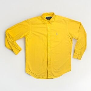 Vintage Ralph Lauren Classic Fit Yellow Oxford Button Down Shirt Mens M